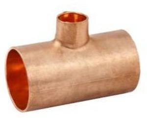 lot 14374 image: Streamline 1-14-in x 1-14-in x 12-in Copper Reducing Tee - 2 of the 10 Packs