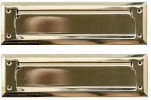lot 14381 image: Antique Brass Color with Spring Flap  Mail Slot Fits to Most Doors  Outer Size 10 Inches by 3 inches - 3 Pack