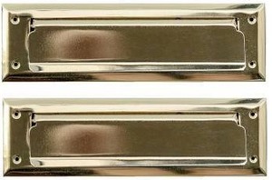 lot 14388 image: Antique Brass Color with Spring Flap  Mail Slot Fits to Most Doors  Outer Size 10 Inches by 3 inches - 3 Pack