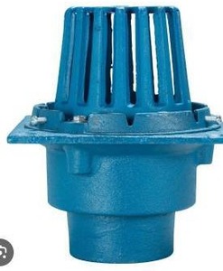 lot 14392 image: Jones Stephens Code Blue 3-inch no-hub cast iron roof drain - 2 Pack