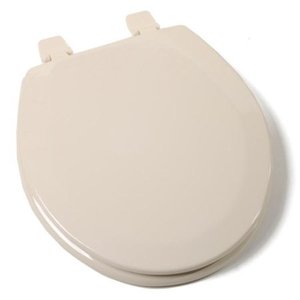 lot 14395 image: Bone, Deluxe Molded Wood Toilet Seat, Round Comfort Seats Toilet Seat Repair