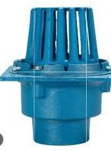 lot 14405 image: Jones Stephens Code Blue 3-inch no-hub cast iron roof drain, 3 Pack