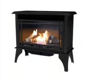 lot 14435 image: Matte Black Metal Flat Wall Gas Heater, Approximately 32 x 28.5 Inch, (Width x Height)