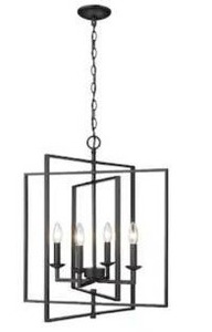 lot 14624 image: Millennium Lighting Nellis 4 -Light Oil Rubbed Moderncontemporary Geometric Large Hanging Pendant Light