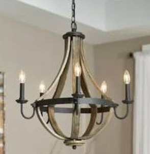 lot 14632 image: Kichler Merlot 5 -Light Distressed Black Mixed material Chandelier