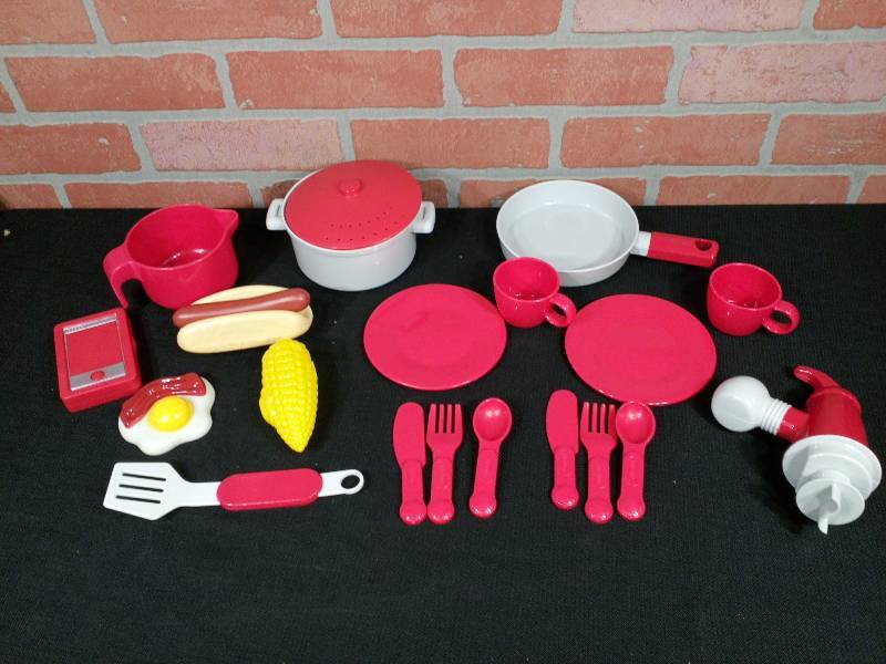 lot 133 image: Little Tykes Cook-With-Me Kitchen Cookware & Utensils Plus Replacement Faucet