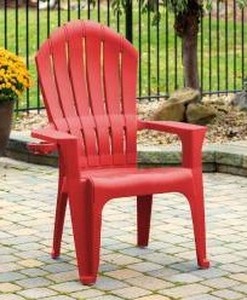 lot 1000 image: Big Easy Adirondak Patio Chair With Cup Holder, Cherry Red