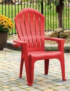 lot 1001 image: Big Easy Adirondak Patio Chair With Cup Holder, Cherry Red