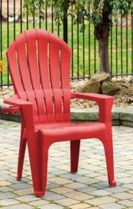 lot 1003 image: Big Easy Adirondak Patio Chair With Cup Holder, Cherry Red