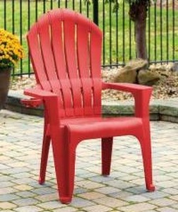 lot 1005 image: Big Easy Adirondak Patio Chair With Cup Holder, Cherry Red