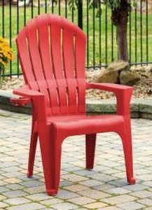 lot 1006 image: Big Easy Adirondak Patio Chair With Cup Holder, Cherry Red