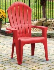 lot 1008 image: Big Easy Adirondak Patio Chair With Cup Holder, Cherry Red