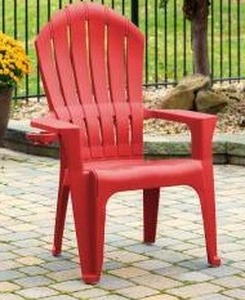 lot 1009 image: Big Easy Adirondak Patio Chair With Cup Holder, Cherry Red