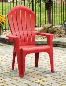 lot 1011 image: Big Easy Adirondak Patio Chair With Cup Holder, Cherry Red