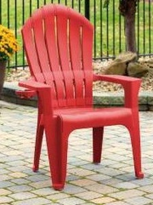 lot 1017 image: Big Easy Adirondak Patio Chair With Cup Holder, Cherry Red