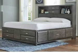 lot 14758 image: Ashley Caitbrook King Storage Rails and Footboard (No Headboard)