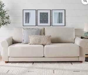 Better Homes And Gardens Owen 87.6 Inch Rolled Arm Sofa, Effie Linen- Retail: $698