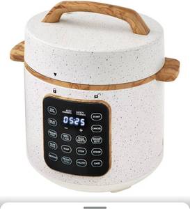lot 5833 image: Electric Pressure Cooker, 7-in-1 Programmable Multicooker, 6 Quart Stainless Steel Slow Cooker, Rice Maker, Steamer, Saut�, Linen Speckle