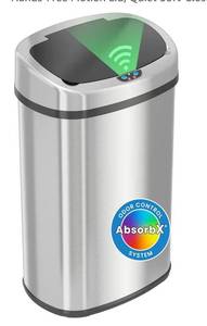 lot 5834 image: Touchless 13 Gallon Oval Touchless Sensor Trash Can