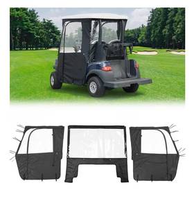 lot 5844 image: KEMIMOTO Golf Cart Enclosure 2 Passenger, Golf Cart Rain Covers for Club Car Tempo, 3-Sided Driving Dustproof Enclosure Accessories with Clear PVC Window & Double Door Zipper