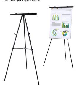 lot 5851 image: Audio-Visual Direct Lightweight Aluminum Flip-Chart Presentation Easel, Adjustable Height 37-70, Black
