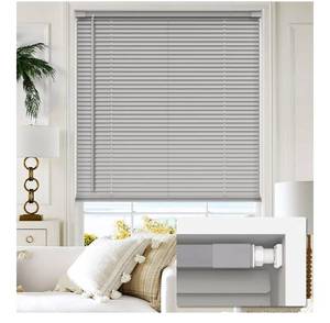 lot 5853 image: LazBlinds No Tools No Drill 1 Vinyl Mini Blinds, Cordless Blinds for Windows, Light Filtering Horizontal Window Blinds & Shades, 41 W x 64 H, Grey