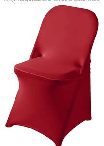 lot 5862 image: Box of Red Spandex Folding Chair Covers in Stretch Washable Fabric for Wedding