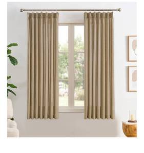 lot 5882 image: Dark Flax Pinch Pleated Linen Curtains 63 Inches Long Semi Sheer Memory Trained Ripple Fold Curtain with Hooks Back Tab Textured Light Filtering Drapes for Bedroom Living Room 42x63 Set of 2