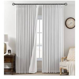 lot 5885 image: Pinch Pleated Curtains 100% Blackout Linen Curtains 95 Inches Long for Bedroom Living Room,