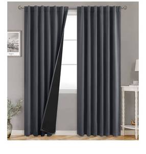 lot 5887 image: BGment 100% Room Darkening Thermal Insulated Blackout Curtains 90 Inches Long for Bedroom, Rod Pocket and Back Tab Double Layer Noise Cancelling Curtain with Liner (52 x 90 Inch, 2 Panels, Dark Grey)