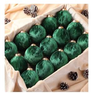lot 5893 image: Christmas Tree Ornaments Velvet Balls - 15 Pack 3.15inch with Elegant Color, Velvet Fabric Wrinkle Design for Xmas Tree, Fireplace, Tabletop, Church, Decor (Green)
