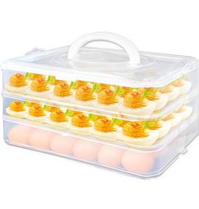 lot 5902 image: Jgalnim 3 Layer Deviled Egg Trays Containers with Lid,Plastic Refrigerator Egg Carrier