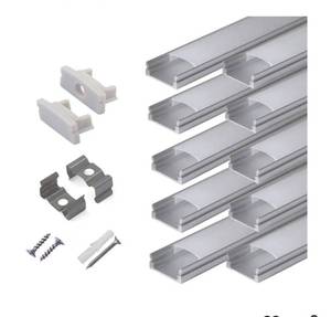 lot 5906 image: hunhun 10-Pack 6.6ft 2Meter U Shape LED Aluminum Channel System with Milky Cover, End Caps