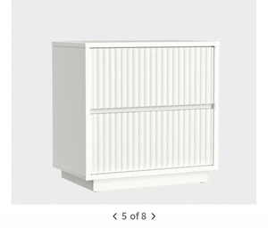lot 4001 image: Sury White Mahogany Nightstand  2 Drawers  Ribbed Fronts  Plinth Base