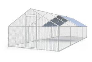 lot 4007 image: Large Metal Chicken Coop Walk-in Poultry Cage Chicken Run 10ftx20ft