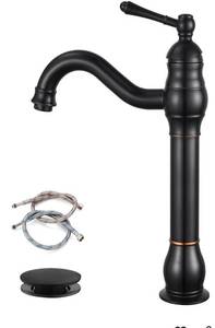 lot 4010 image: Single Handle Vessel Sink Faucet 360° Swivel Bathroom Faucet One Hole Farmhouse Lavatory Vanity Faucet Bowl Sink Mixer Tap with Pop Up Drain, Oil Rubbed Bronze