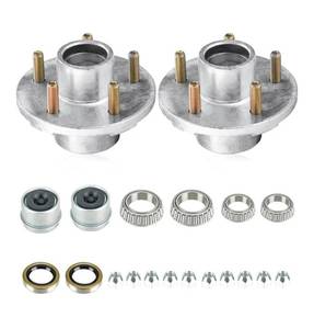 lot 5911 image: Aeagle 2 Sets 5 on 4.5 Bolt Circle Hot-Galvanized Idler Hub Kits for 3,500lbs Boat Trailer 1-116 to 1-38 Tapered Axle, Inner & Outer Cone Bearings