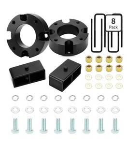 lot 5915 image: 3 Front and 2 Rear Leveling lift kit fit for Toyota Tundra 2007-2021 2WD 2X2 4WD 4X4, 6061 T6 Front Strut Spacers Lift Blocks With Extended U-Bolts