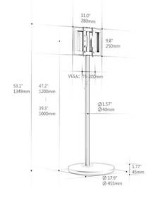 lot 5922 image: FITUEYES Design Small Rolling TV Cart for 24-48 Inches Television, Minimalist Modern TV Floor Stand on Wheels