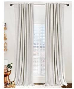 lot 5936 image: 100% Blackout Shield Linen Blackout Curtains for Bedroom 96 Inches Long, Back TabRod Pocket Living Room Drapes, Thermal Insulated Blackout Curtains 2 Panels Set, 50 W x 96 L, Beige