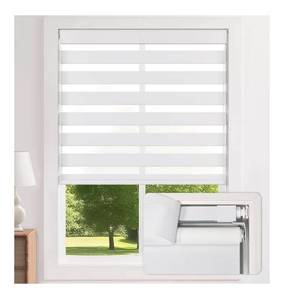 lot 5940 image: LazBlinds No-Drill Cordless Zebra Blinds - Dual Layer Light Filtering & Room Darkening, Free-Stop Lift, Easy Install, Day & Night Privacy with Valance for Window 29 W x 72 H, White
