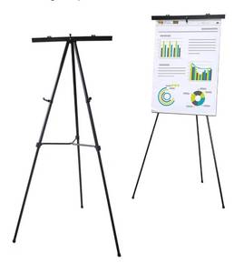 lot 5950 image: Audio-Visual Direct Lightweight Aluminum Flip-Chart Presentation Easel, Adjustable Height 37-70, Black