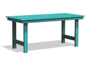 lot 4031 image: JEAREY HDPE Rectangle Patio Dining Table Rectangle Outdoor Dining Table 32.1-in W x 66.9-in L with Umbrella Hole- Retail $359
