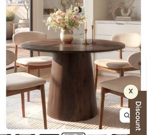 lot 4032 image: Dwen 46 Modern Round Pedestal Dining Table