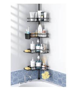 lot 4035 image: Corner Shower Caddy Tension Pole 4 Tier