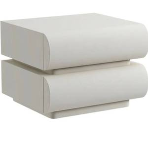 lot 2307 image: nightstand Two Drawer Bedside Cabinet with Rounded Fronts for Bedroom Living Room Storage
