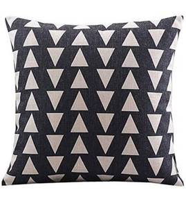 lot 2315 image: Cotton Linen Square Decorative Throw Pillow Case Cushion Cover 18 x 18 Retro Black Up & Down Triangle