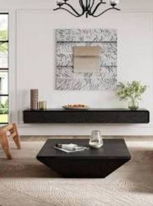 lot 2319 image: safavieh floating tv stand black 3 drawers