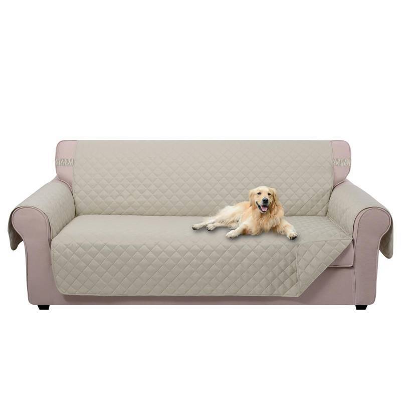 lot 2029 image: T Sofa Cover Couch Cover for Dogs with Elastic Straps Water Resistant Furniture Protector for Pets Couch Cover for 3 Cushion Couch (Sofa, BeigeNatural) - Retail $25