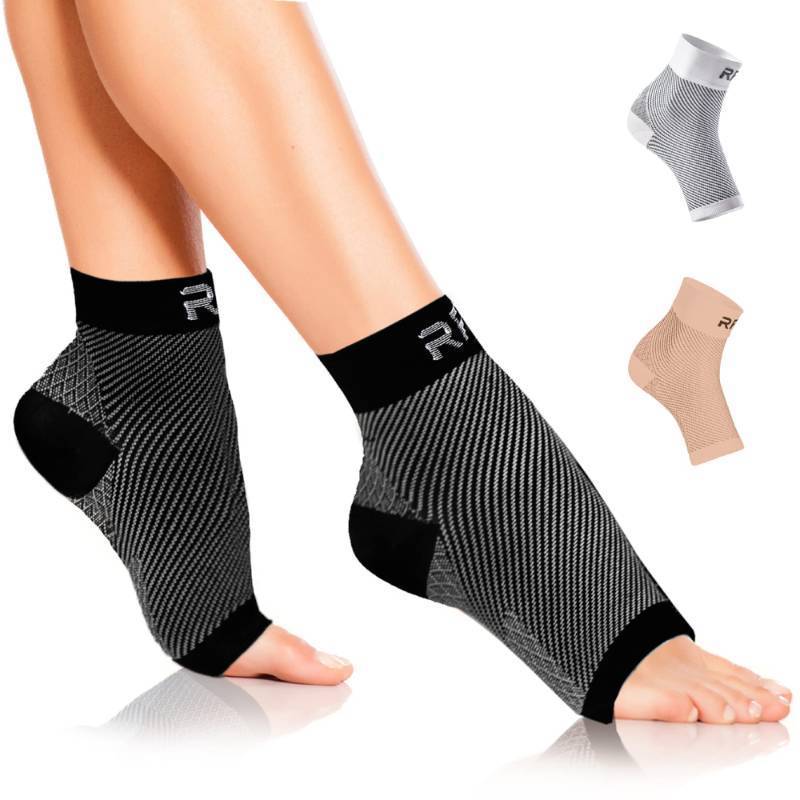 lot 2113 image: Run Forever LargeBlack - Open Toe Compression Socks Women - Foot Compression Sleeve - Foot Sleeve M - Retail $8
